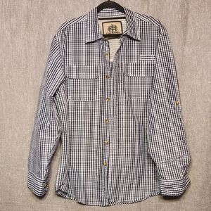Tallwoods Elementwear Men Medium Long Sleeve Lightweight Plaid Button Down